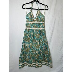 Split Juniors Halter Top BOHO Paisley and Crochet Midi Dress, Size M